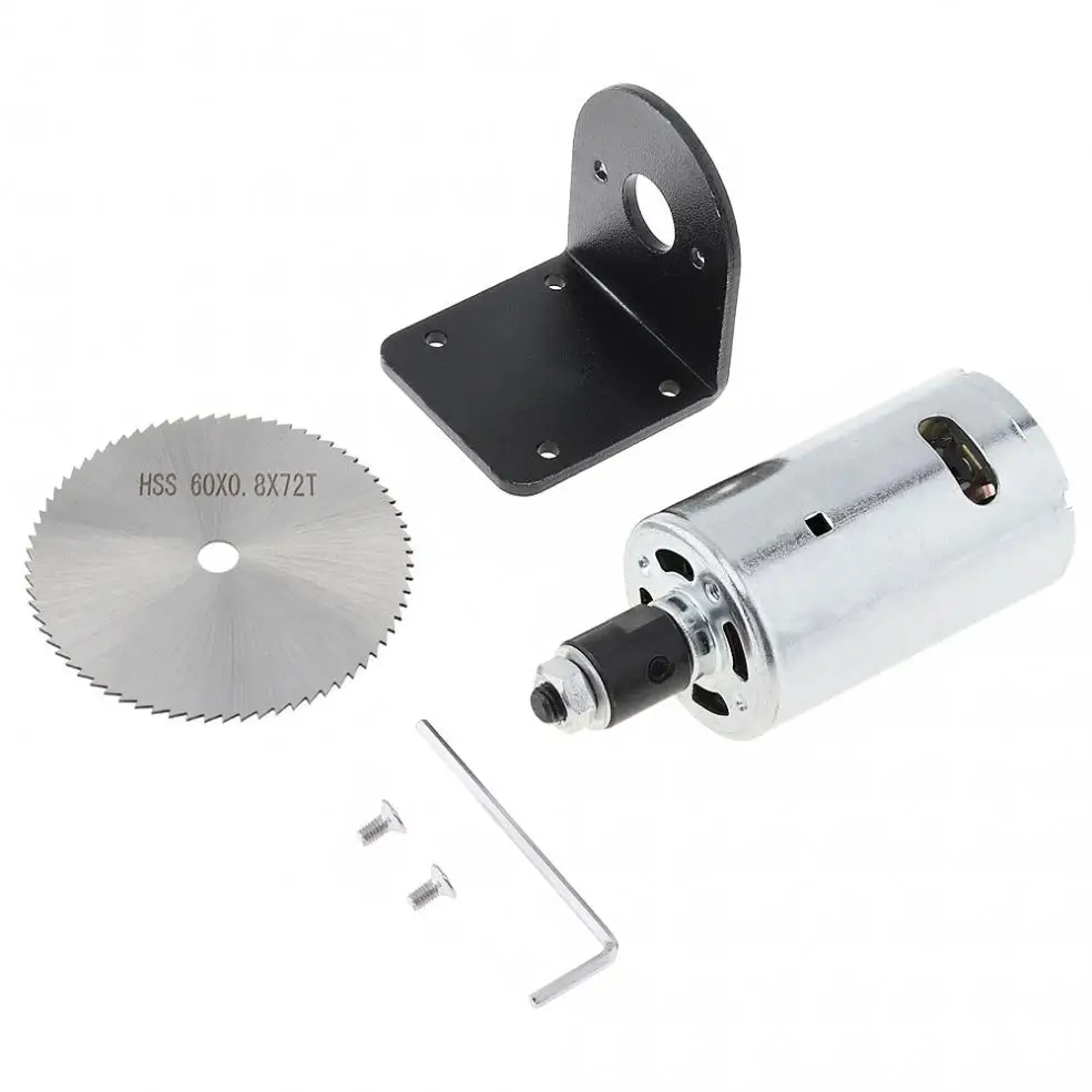 Kit de serra circular de mesa, 24v, 555 com suporte de montagem de rolamento esférico e lâmina de 60mm para corte e gravação, faça você mesmo
