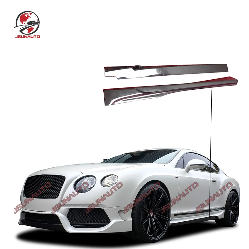 For 12-15 Bentley Continental GT Carbon Fiber Side Skirts V Style Side Panels For Bentley Extension Splitters Body Kit