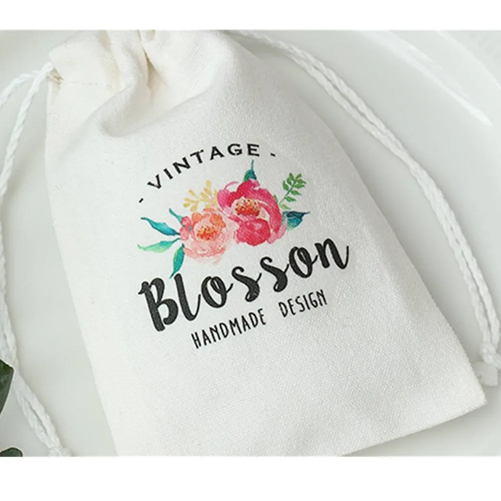 personalize 50 Custom cotton bag drawstring  LOGO name tagline classification Sachet cosmetic jewelry gift packaging bag