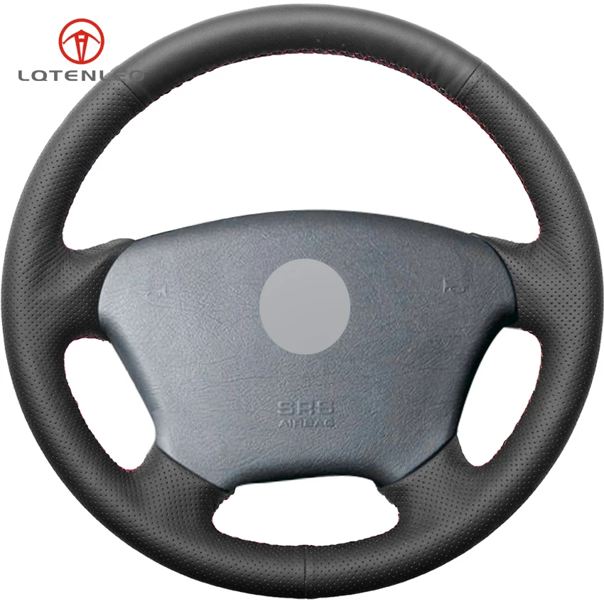 LQTENLEO Black Genuine Leather DIY Car Steering Wheel Cover for Mercedes Benz W163 M-Class ML230 270 320 350 430 500 1997-2005