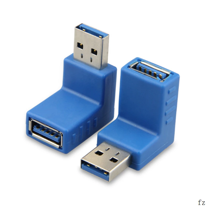 

100 Pcs USB 3.0 Type A Male to Female Plug 90 Degree Right Angle Connector Adapter Coupler Blue Color