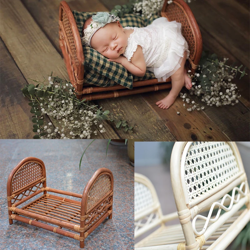 2020 Newborn Photography Accessories Photo Shooting Props Baby Infant Mat Vintage Wooden Basket Bed  Boy And Girl  Accessories