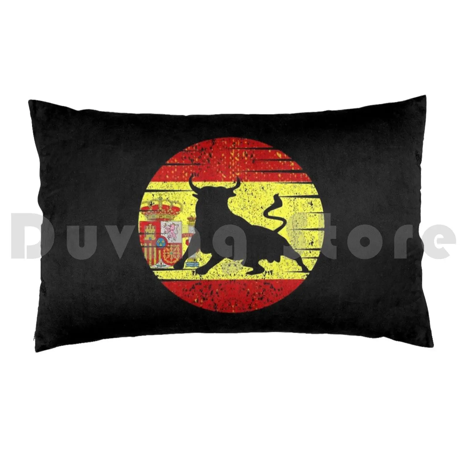 Spanish FlagPillow case Retro Vintage Spanish Flag El Toro Bull Spain Flag Spain Spanish Espana