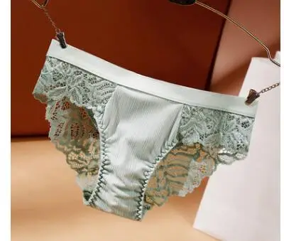 

100pcs/lot wholesale european style woman sexy lace patchwork underwear female mid waist lace brief