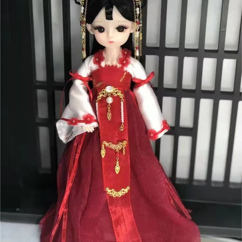 

28cm Bjd Doll 4D Simulation Eyelashes Multi-Joint Movable Chinese Style Girl Costume Clothes Doll Dress Up Children's Toy Gift