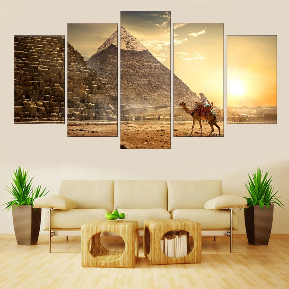 Wall Art Modular Pictures Framework HD Printed 5 Panel Ancient Egypt Pyramid Home Decor Living Room Modern Canvas Painting