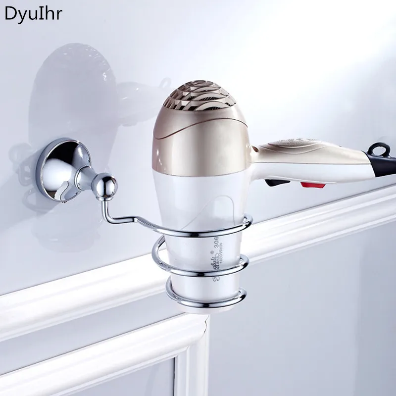 Chrome-plated bathroom hardware set brass toilet brush holder towel rack shower soap tray wall-mounted hook hair dryer rack