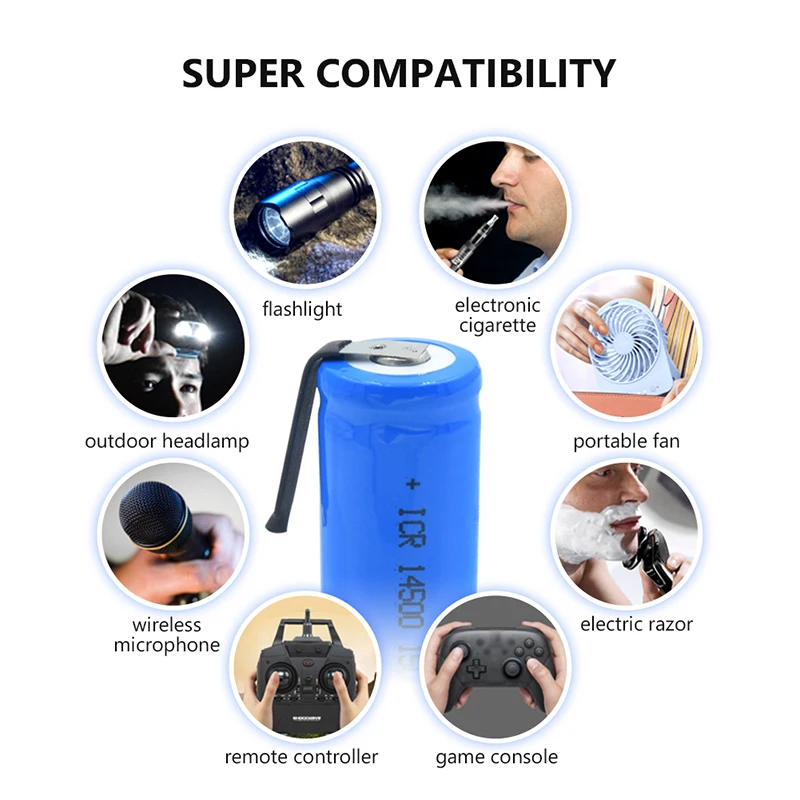 充電式リチウム電池14500,aa 1200,3.7 mah,14500 v,歯ブラシシェーバー用,ニッケル溶接付きバリカンセル,新品