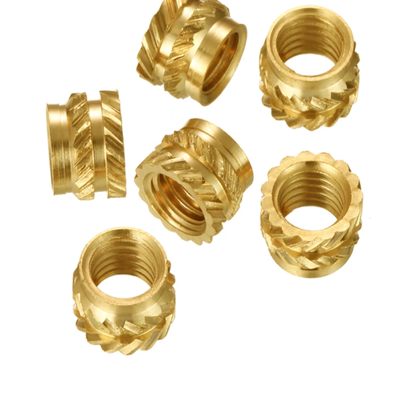 M2.5Brass Hot Melt Insert Nuts Heating Molding Copper Thread Insert Nut Double Twill Knurled Injection nut 261