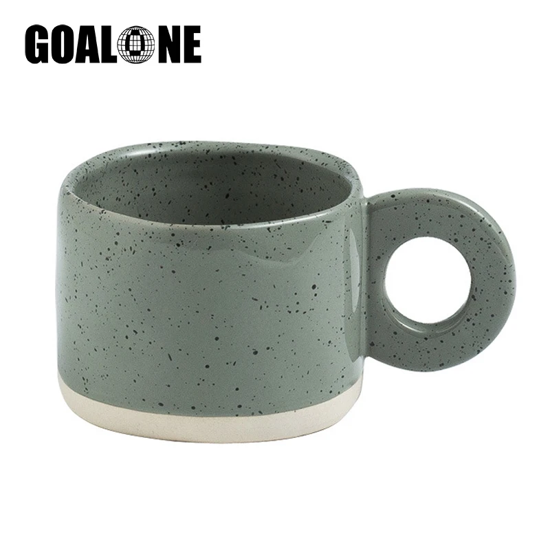 

GOALONE 10oz Ring Handle Ceramic Mug Creative Hand Crafted Milk Coffee Mug Office Home Drinkware Couple Hand Grip Cups for Tea