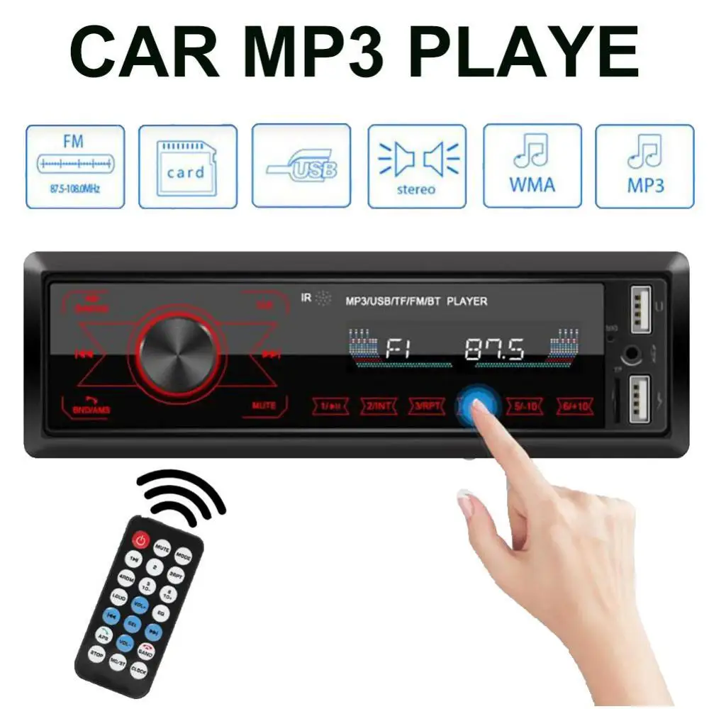 

1 DIN Car Bluetooth MP3 Player Stereo In Dash Touch Screen USB/AUX-in FM Radio Handsfree-Call car Audio Player Accessories