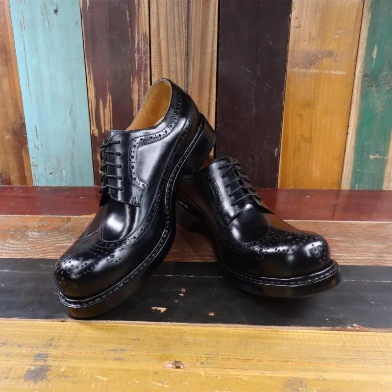 Vintage Carved Brogue Shoes Men Handmade Business Genuine Leather Cowhide Oxfords Shoes Mens Large Size 45 46 Formal Dress Shoes