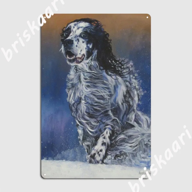 English Setter Fine Art Painting Poster Metal Plaque Club Home Custom Garage Club Wall Decor Tin Sign Poster