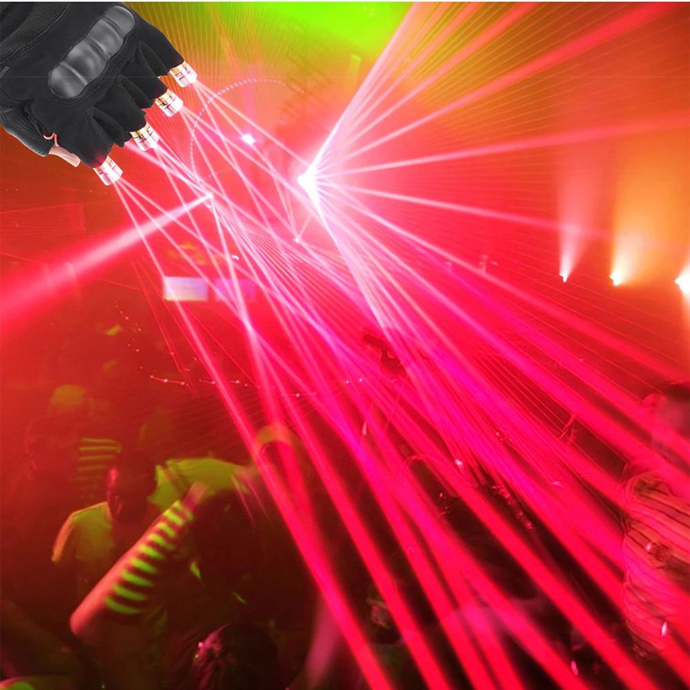 Lazer eldiven akülü lazer lamba dans sahne DJ parti gösterileri LED ışıklı gözlük eldiven yeşil lazer
