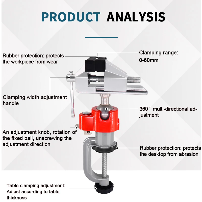 AOBEN Aluminium Alloy Bench Vise Table 360 Degree Rotary Table Clamp Multifunctiona DIY Fixed Repair Hobby Woodworking Tool