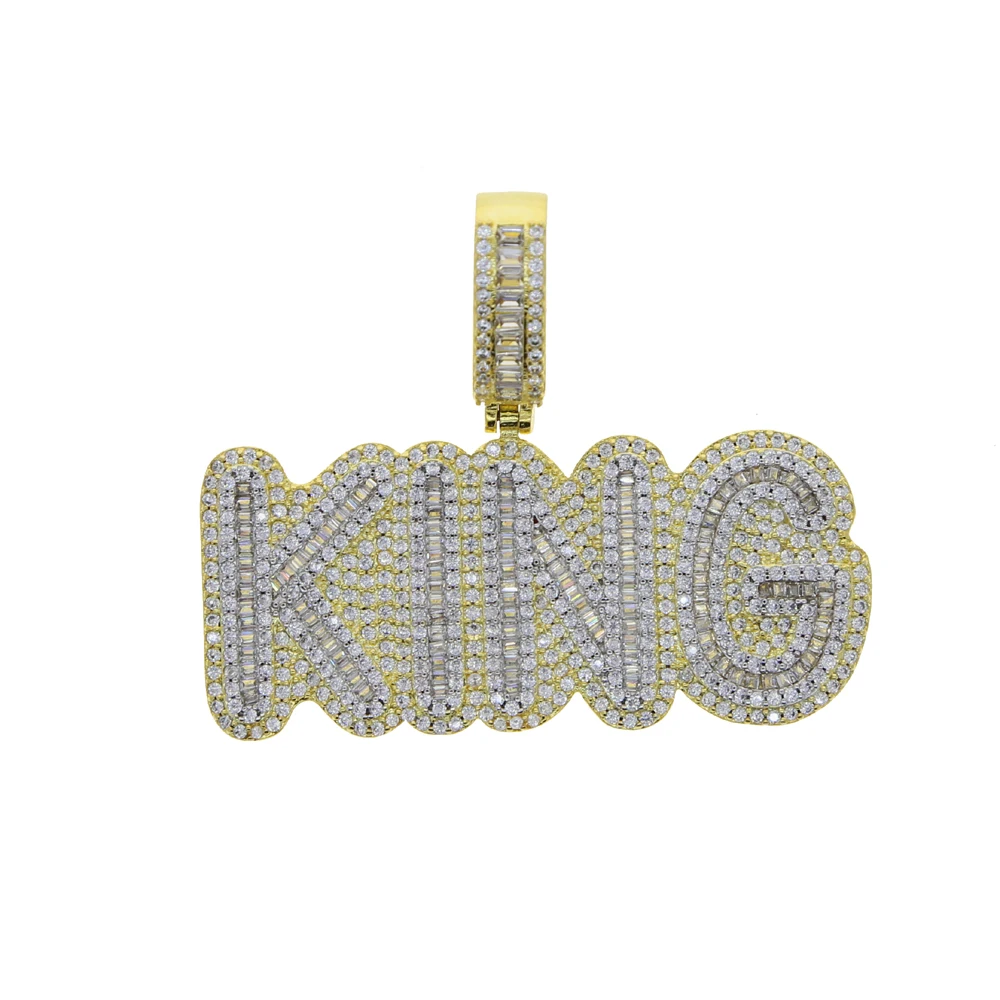 

2024 Новый хип-хоп Iced Out Bling Micro Pave кубический циркон KING буквы кулон ожерелье с веревочной цепочкой 3 мм мужские очаровательные ювелирные изделия