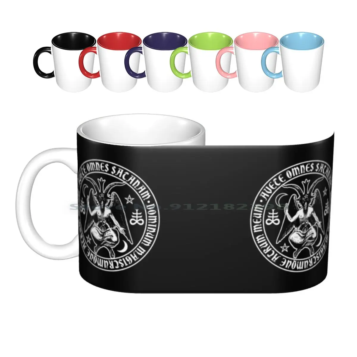 Baphomet & Satanic Crosses With Hail Satan Inscription Ceramic Mugs Coffee Cups Milk Tea Mug Baphomet Satan Satanic Lucifer