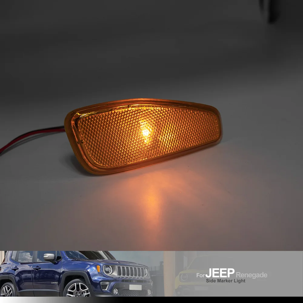 For 2015-2021 Jeep Renegade BU Side Marker Indicator Kit Turn Signal Blinker Light with Amber Halogen Bulb OEM# 51953116