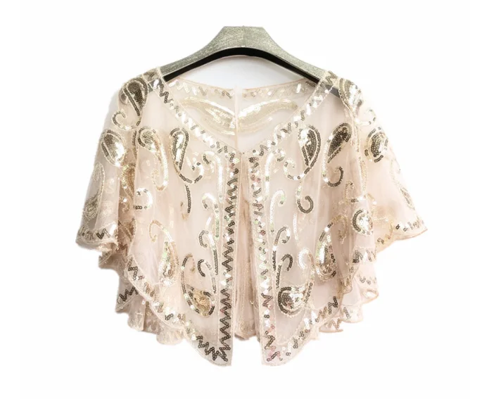 

2022summer new women's stage show sequins fashion wild wedding shawl embroidery flowers with dress shawl short female