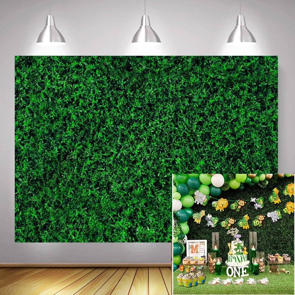 Fondo de fiesta de Safari en la jungla, sesión de fotos, pared de hierba verde, fondo de cumpleaños salvaje para recién nacido, sesión fotográfica para Baby Shower para niños