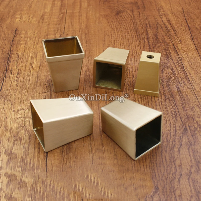 

4PCS Chinese Style Square Tapered Brass Foot Covers Solid Wood Table and Chair Furniture Increased Copper Leg Cover GF589