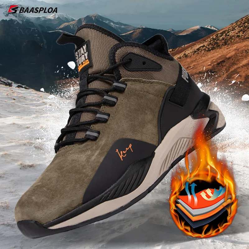 Baasploa New Winter Sneakers for Men Cotton Shoes Waterproof Non-slip Casual Running Shoes Fashion Man Winter Shoe Walking Shoes