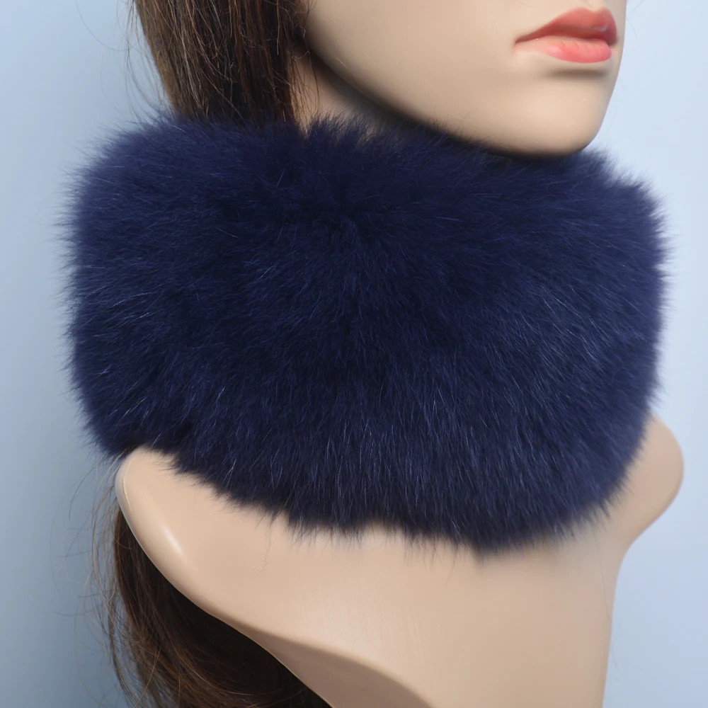 2024 Brand Women Real Fox Fur Scarf Girls Warm Soft Knitted Good Elastic Real Fox Fur Headband Natural Fox Fur Ring Scarves