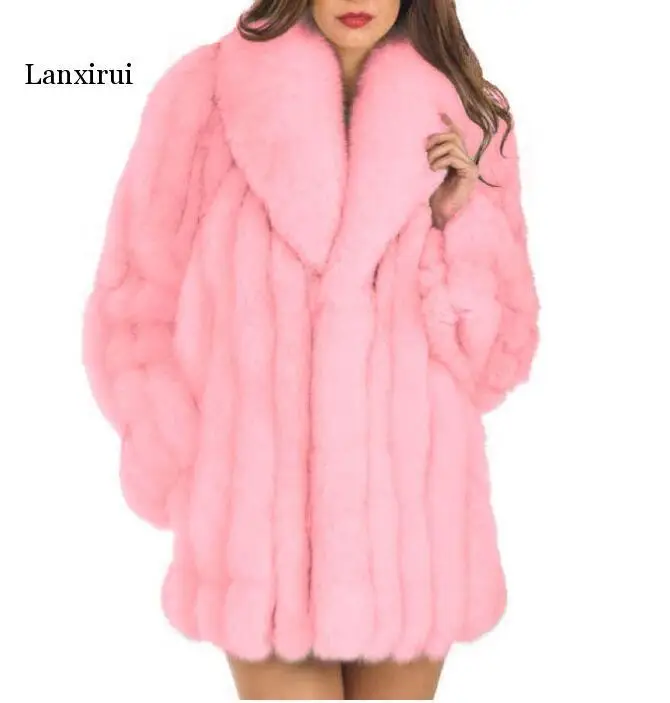 

Fashion Women Winter Faux Fur Coat Jacket Faux Fox Fur Coat Long Artifical Fur Coats Overcoat Women Furs Coat Jacket