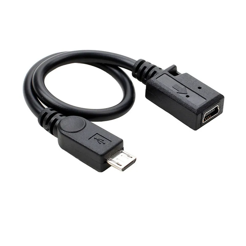 Mini USB de ángulo izquierdo y derecho de 90 grados, adaptador de sincronización de datos de 5 pines hembra a Micro USB macho, enchufe Micro USB a Mini Cable USB tipo c