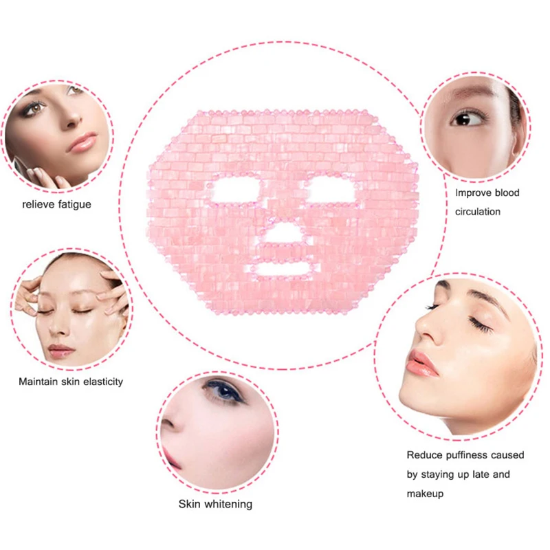 Raschietto per guazzo al quarzo rosa naturale per rullo di giada viso Gua Sha massaggio rullo viso maschera per dormire occhi antirughe strumenti di