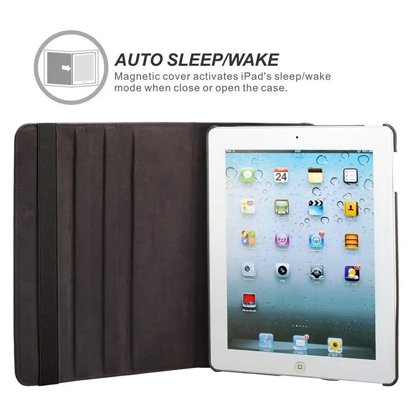 For iPad 2 3 4 Case 360 Degrees Rotating PU Leather Cover for iPad 2 3 4 Mini6 Stand Holder Cases Smart Tablet A1395 A1396 A1430