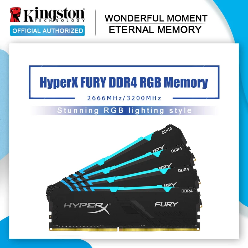 Kingston HyperX FURY DDR4 RGB hafıza 2666MHz 3200MHz DDR4 CL15 1.2V DIMM 8GB 16GB Memoria ram masaüstü için