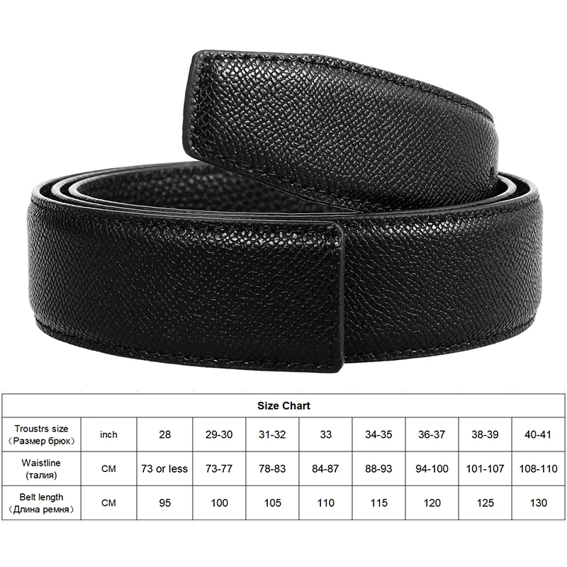 VATLTY 3.4cm Trouser Belt for Men Natural Cowhide 130cm Black Casual Belt Solid Metal Pin Buckle Leather Girdles Male Gifts