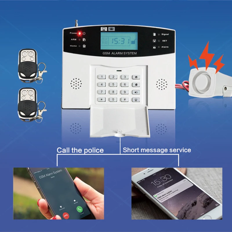 GauTone 505 GSM Alarm Security Keypad Home Security with Motion Detector Remote Control Wireless House Burglar Alarm System