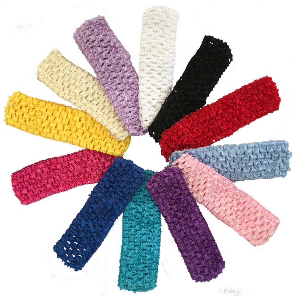 1.5\'\' Baby Girls Crochet Headband Elastic Stretchy Tutu Waistband Baby Hairband Band For Hair Accessories 12pcs per lot