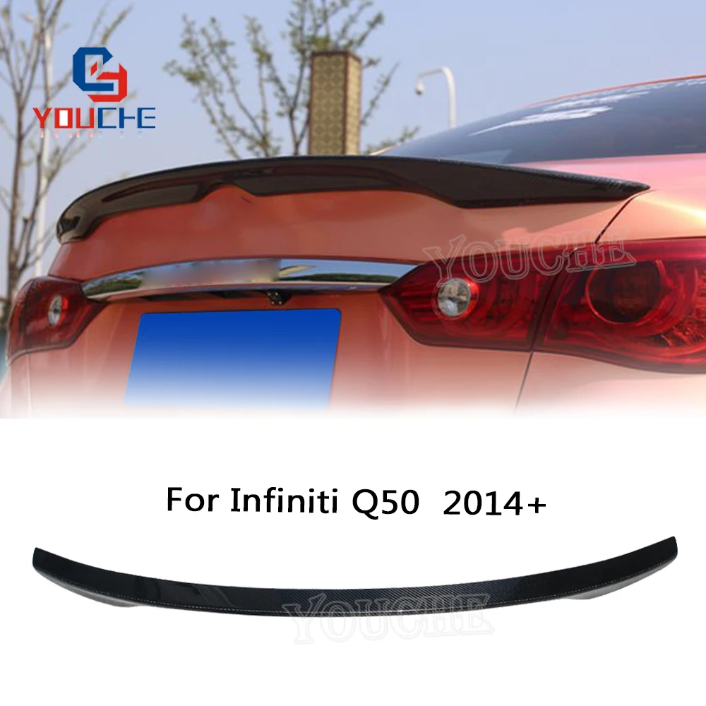 Carbon Fiber Rear Wing Spoiler for Infiniti Q50 4-door Sedan 2014 - present Trunk Lip Boot Tail Spoiler