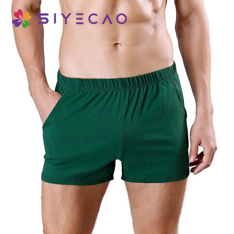 Cueca boxer masculina de mistura de algodão, cueca boxer confortável de cintura alta qualidade