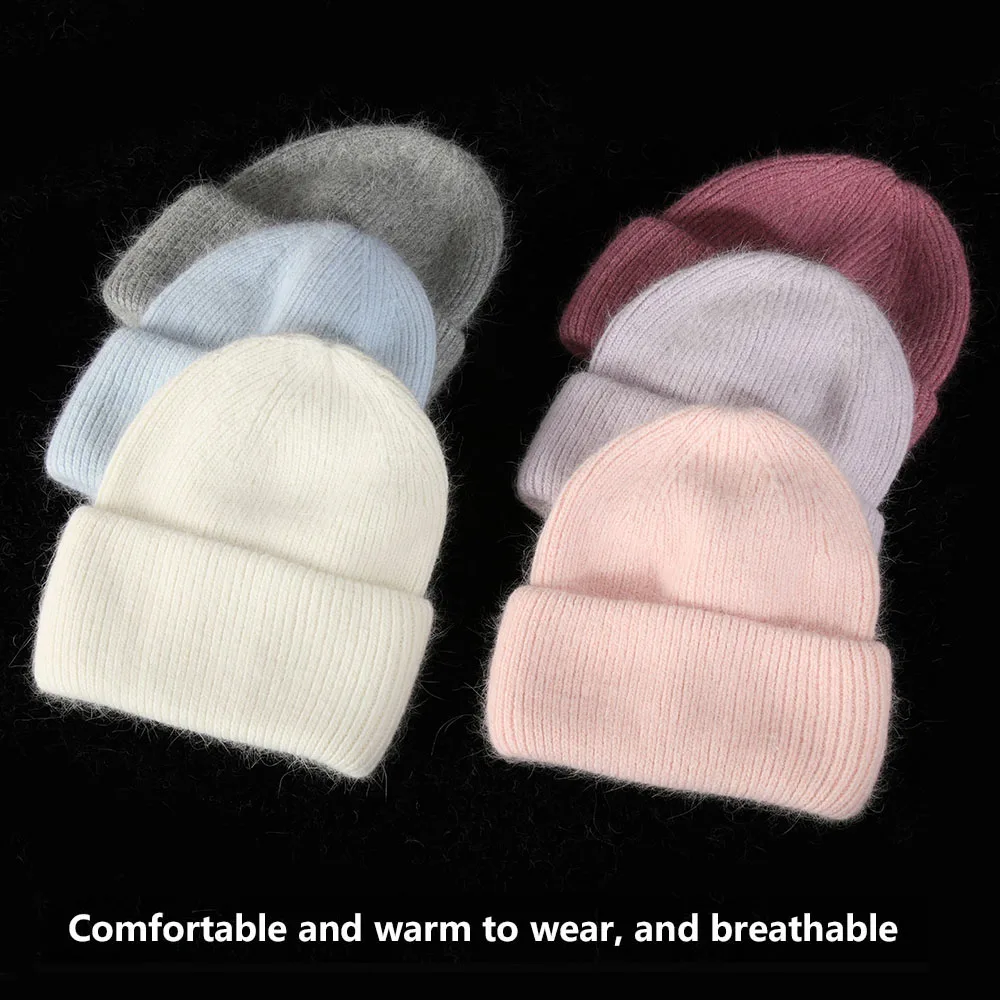 2023 new  Hot Selling Winter Hat Real Rabbit Fur Winter Hats For Women Fashion Warm Beanie Hats Solid Adult Cover Head Cap