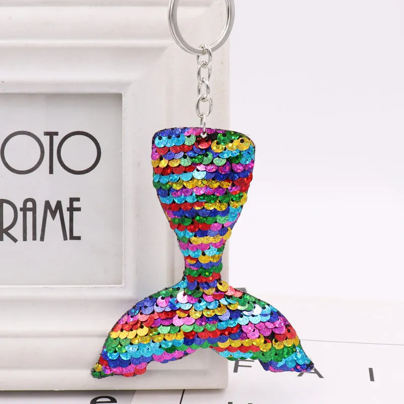 Mermaid Tail Keychain Sequins Keyring Decorative Pendants for Women Bags Car Key Phone Accessories Wedding Party Mom Gifts
