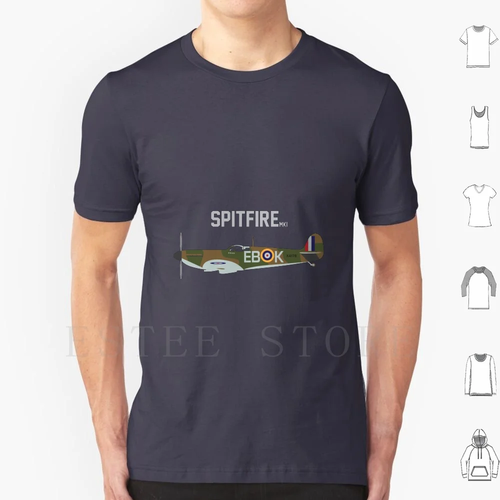 Spitfire Ww2 T Shirt DIY Big Size 100% Cotton Fighter Spitfire Supermarine Wwii Mk1 Mki War British England Allied Raf Ww2