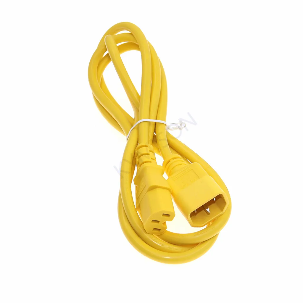 C14-C15 Power Cord, IEC 320 C14 Male To C15 Female Extension Cable 1.8m 6ft Black Yellow 10A 250V