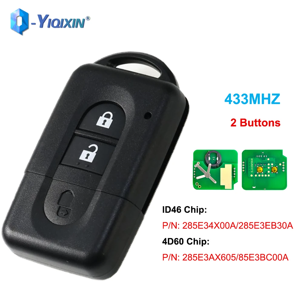 YIQIXIN ID46 4D60 Chip Keyless For Nissan X-trail Juke Navara Micra Xtrail Qashqai Duke 285E34X00A/285E3EB30A 433Mhz Smart Card