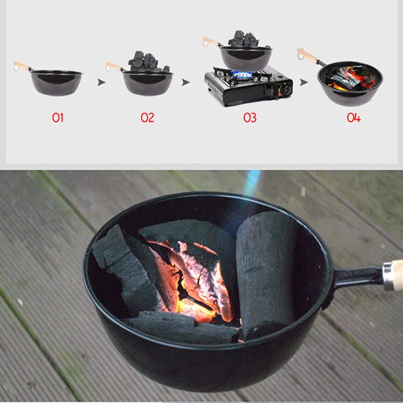 Outdoor camping barbecue point carbon pot ignition stove shift brazier charcoal spoon mini portable ignition stove