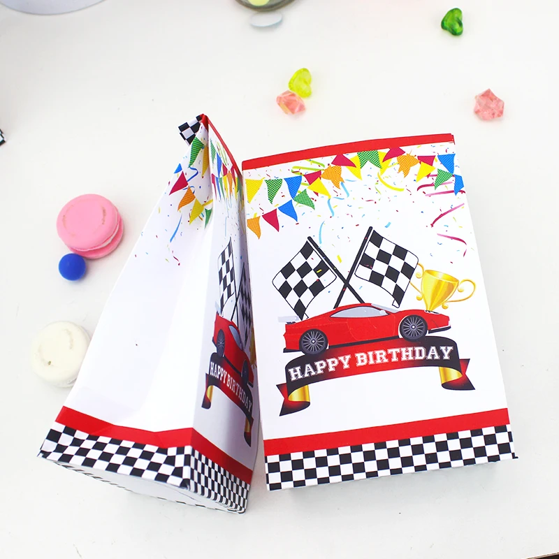 Race Car Racing Treat Boxes Gift Bags Candy Wrapping Birthday Party for Boy Decoration Baby Shower Event Festival Decor