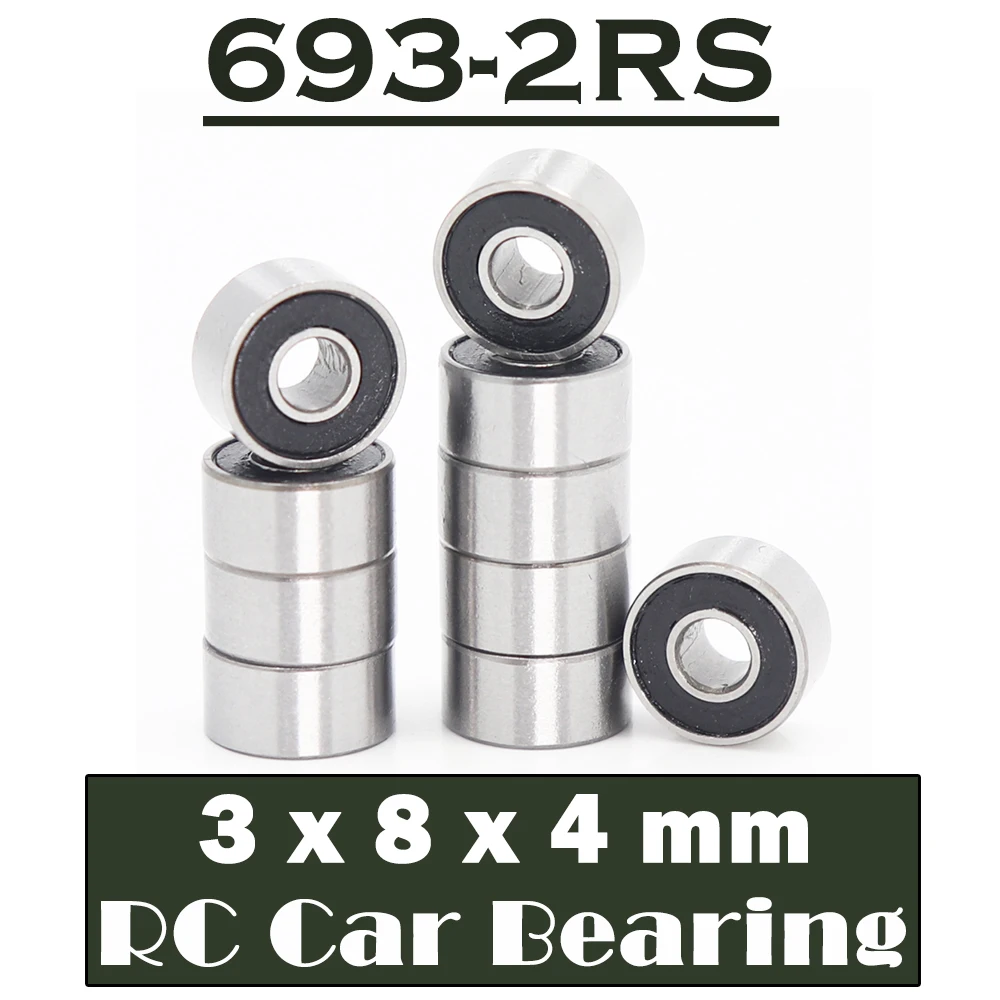 693RS Bearing ( 10 PCS ) 3*8*4 mm Hobby Electric RC Car Truck 693 RS 2RS Ball Bearings 693-2RS Black Sealed