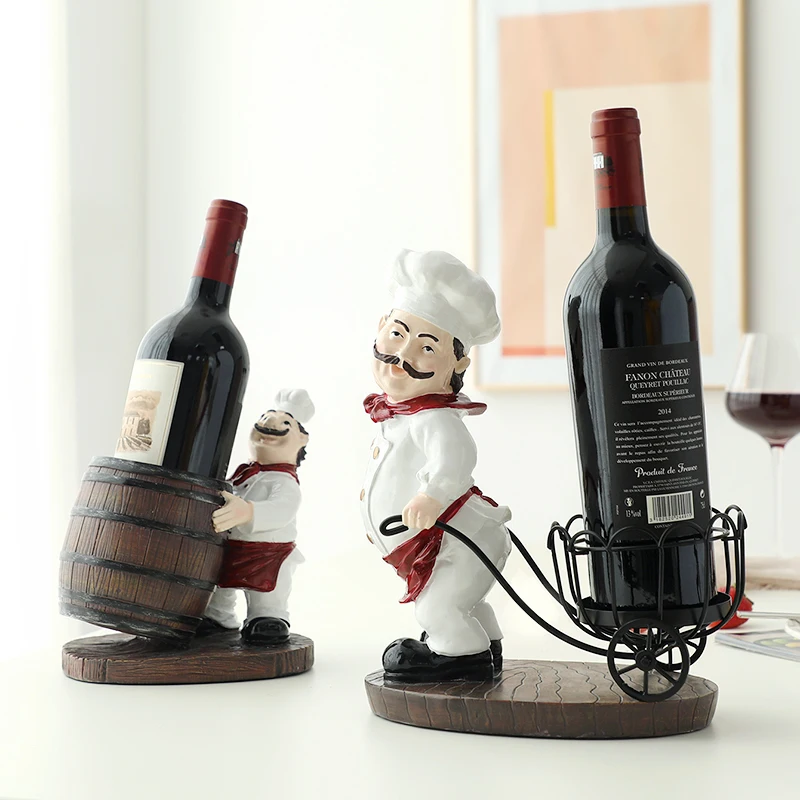 Resin Vertical Chef Wine Rack Dining-Table Bar Living Room Decorations Wine Bottle Holder Nordic Household Goods Accessories