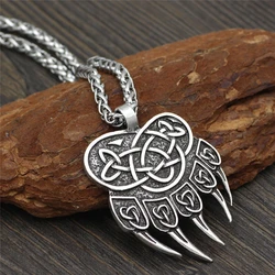 Viking Amulet Bear Paw Big Pendant Exaggerated Men Vintage Animal Bone Charm Necklace Fashion Jewelry Friendship Gifts Wholesale