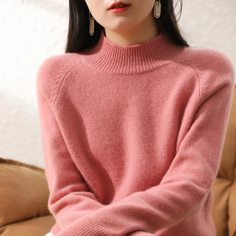 

Полувысокий воротник, женская искусственная ткань 100%, Женский мягкий теплый трикотаж, 6 цветов, женские шерстяные топы