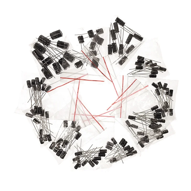 Kit 12 valori 0.22uF-470uF Set assortimento condensatore elettrolitico confezione 1UF 2.2UF 3.3UF 4.7UF 10UF 22UF 33UF 47UF 100UF 220UF