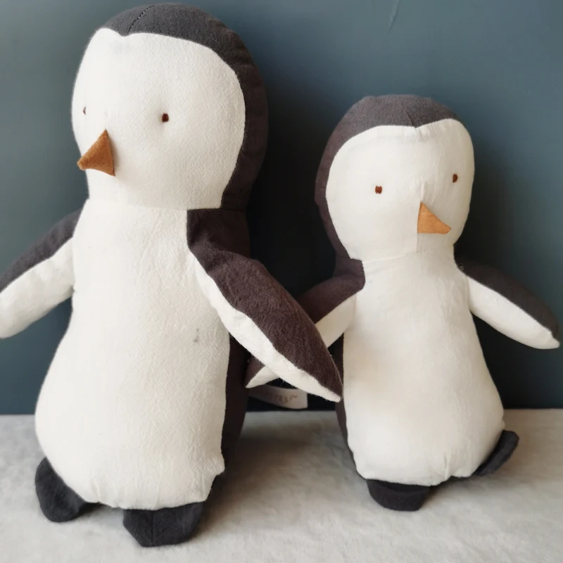 1 PC Handmade Penguin Stuffed Animal Cloth Toy Cute Cotton Linen Soft Pillow Toys for Baby Cozy Cuddle Animal Doll Home Ornament